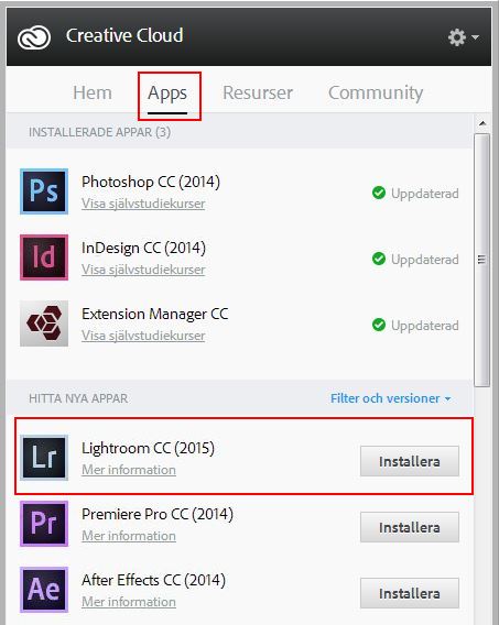 Lightroom CC - installation